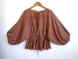 ERICA TANOV Retro Cotton Balloon Sleeve Dolman Top Garmentory 3 XL $325